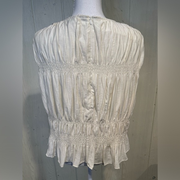 H&M Smocked Cream Sleeveless Top, Size L - Picture 5 of 12
